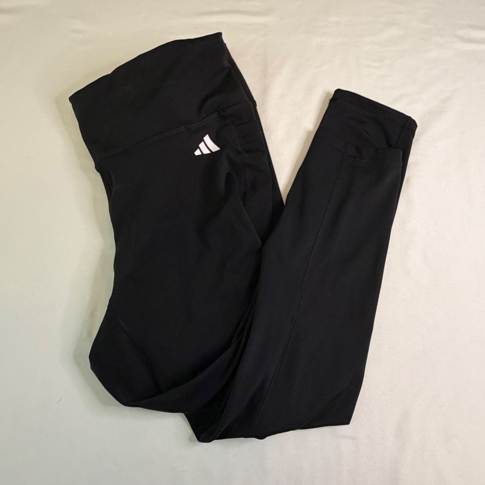 Adidas Aeroready Black High Waisted Leggings Women 2X Plus Tight Fit Pockets